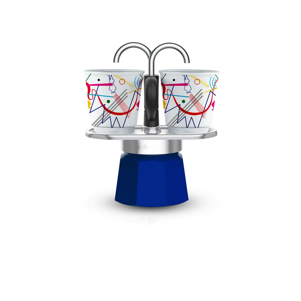 Mini Stovetop Espresso Set : 2 Cups + Artwork Design