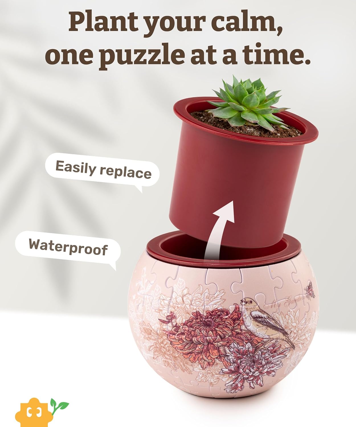3D Jigsaw Puzzle Flowerpot : 80 Curved Pieces + Dual Layer Design