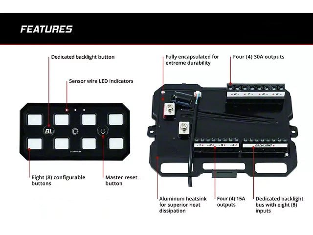 8-Channel Bluetooth Switch Panel : 125A Max for 12V Accessories