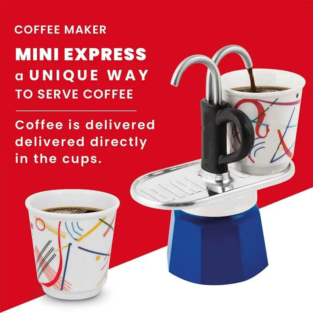 Mini Stovetop Espresso Set : 2 Cups + Artwork Design