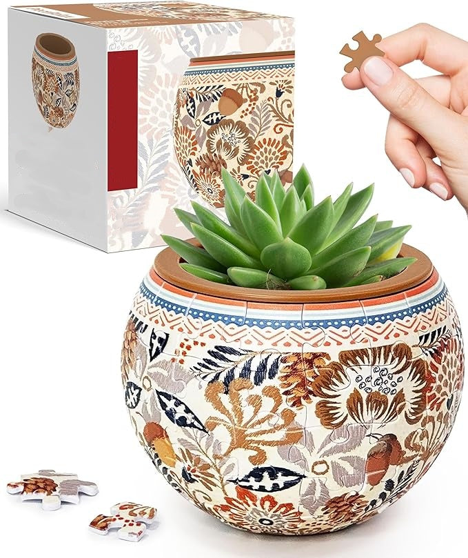 3D Jigsaw Puzzle Flowerpot : 80 Curved Pieces + Dual Layer Design