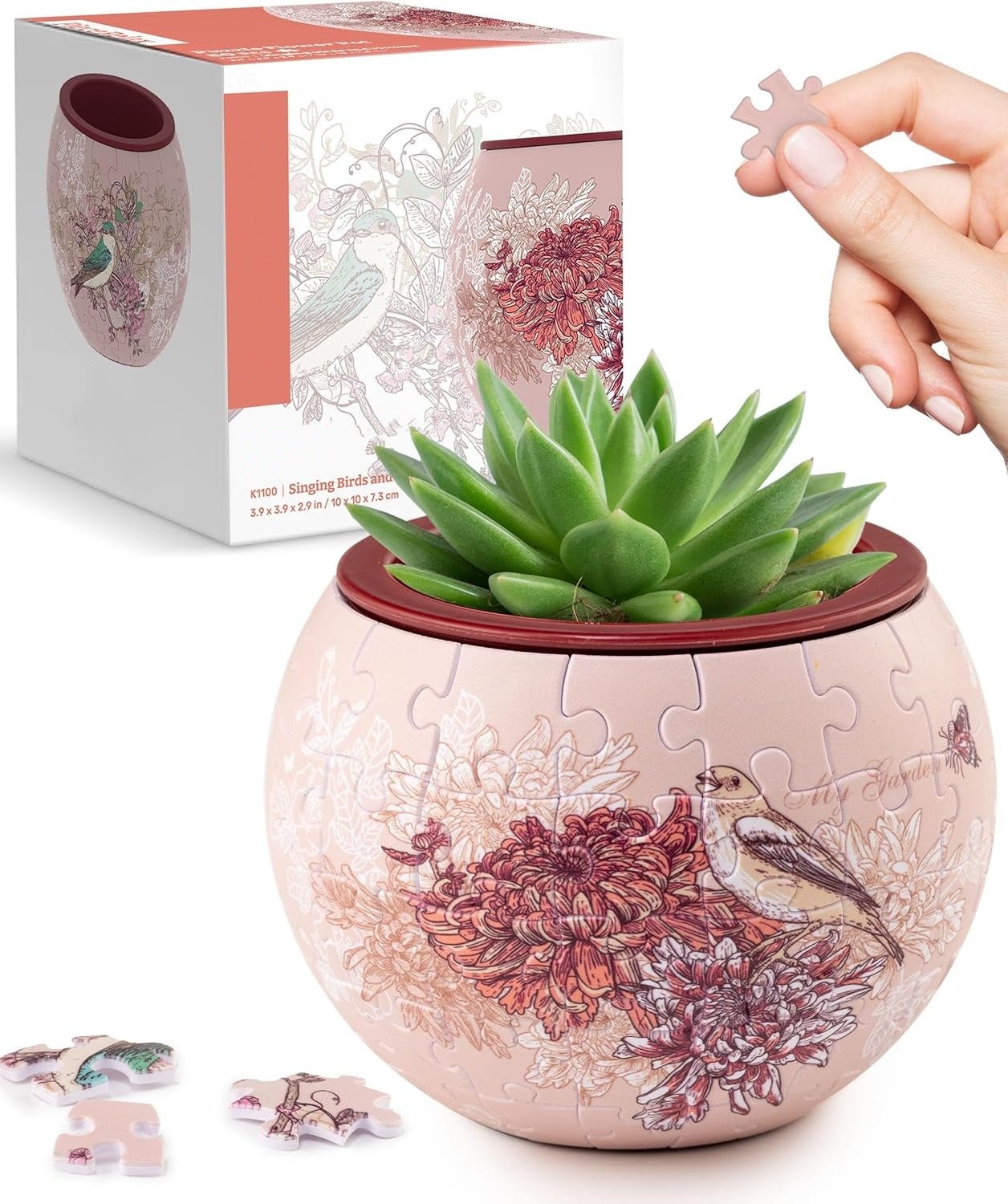 3D Jigsaw Puzzle Flowerpot : 80 Curved Pieces + Dual Layer Design