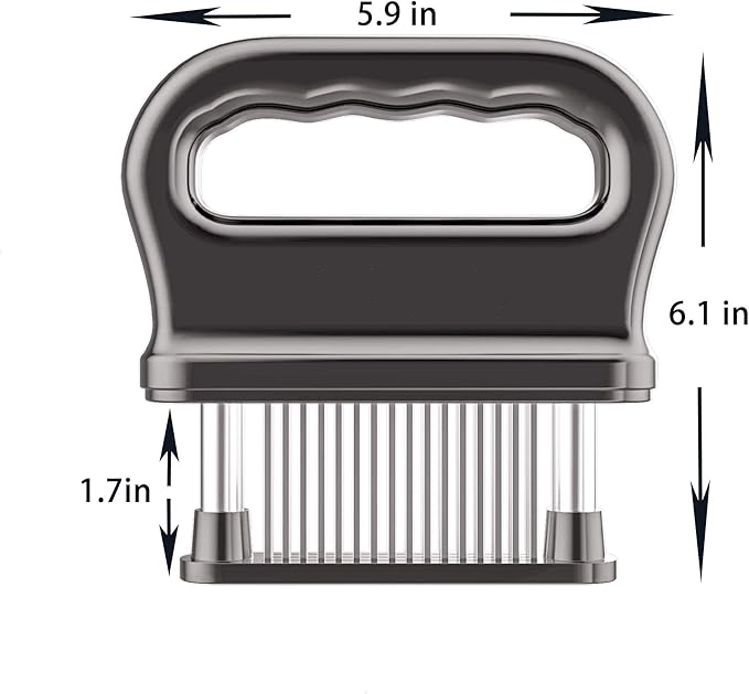 48-Blade Meat Tenderizer : Stainless Steel + Safety Guard