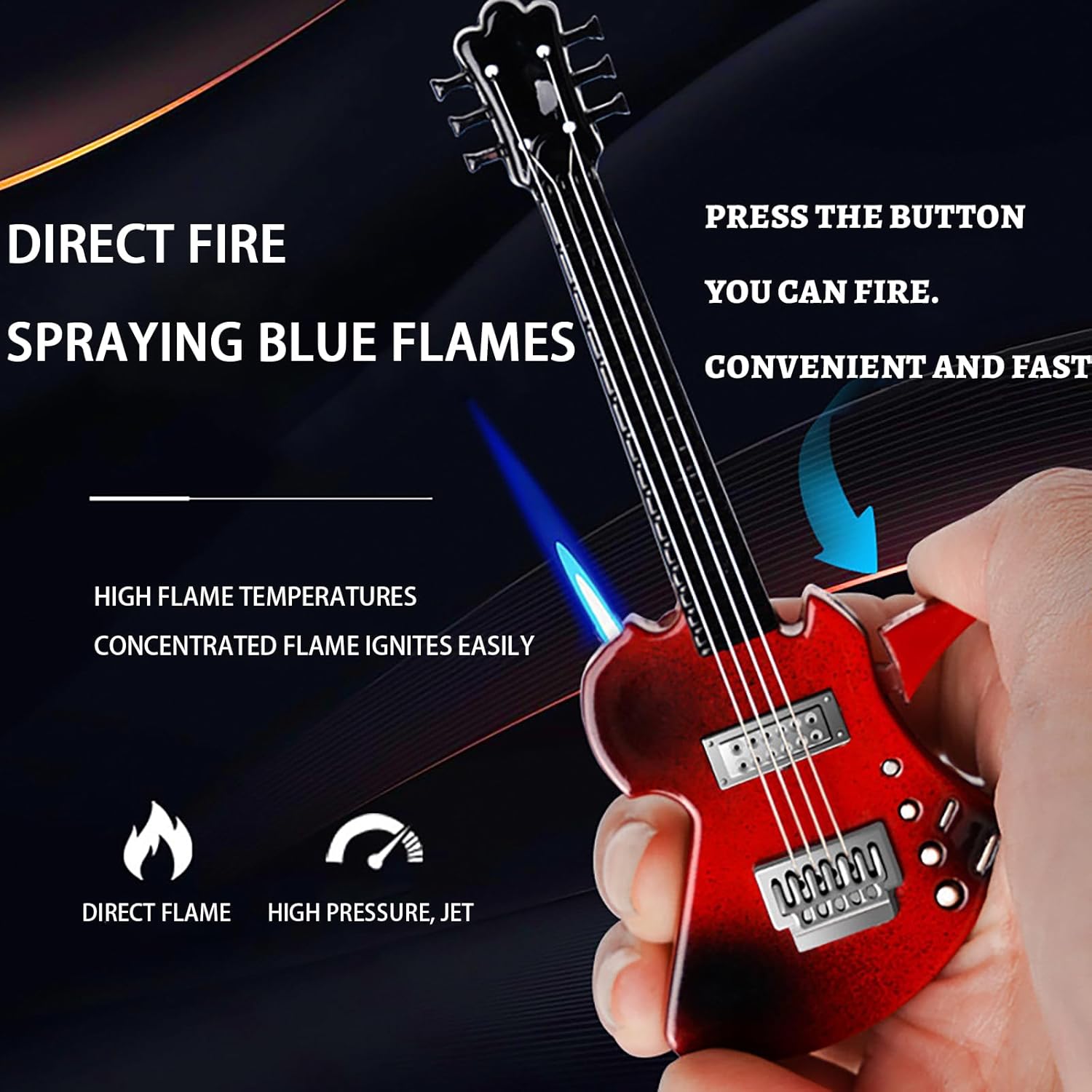 Vintage Guitar Shape Metal Lighter
