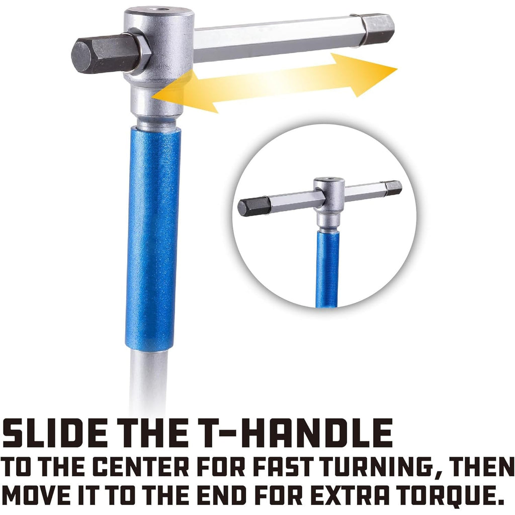 Sliding T-Handle Hex Tool Set – 6 Sizes with Roll-Up Pouch