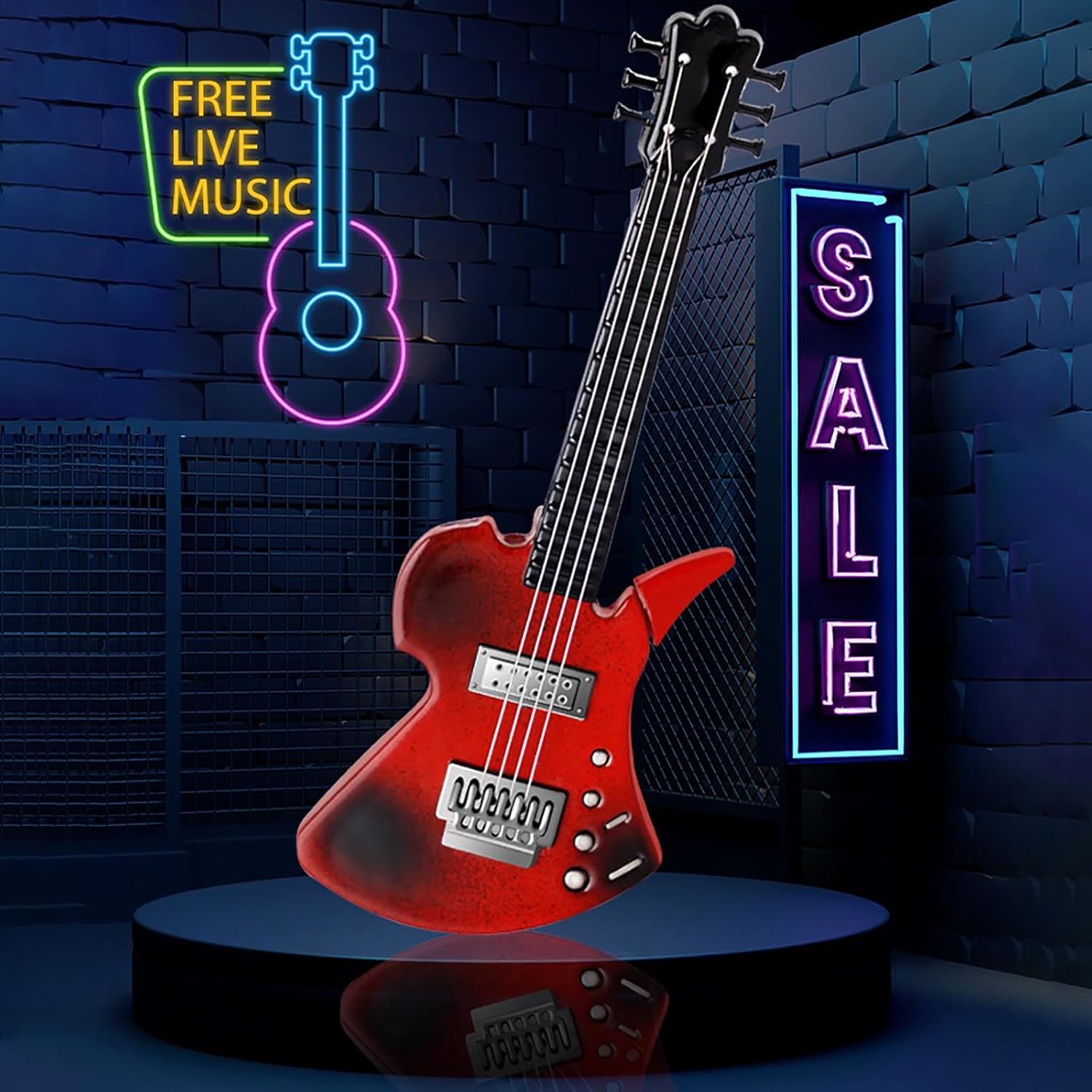 Vintage Guitar Shape Metal Lighter