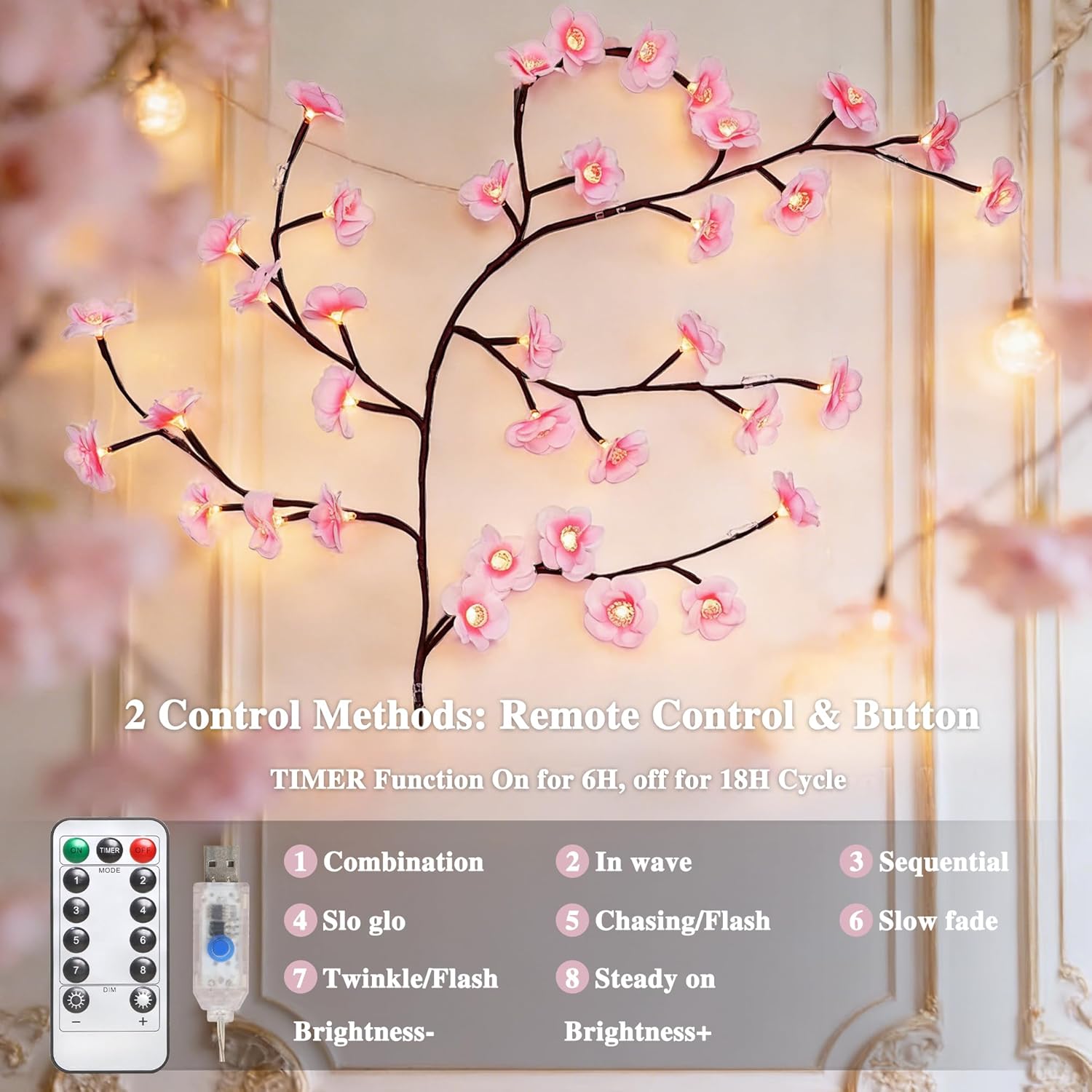 Cherry Blossom Tree Lamp Decorative Night Light