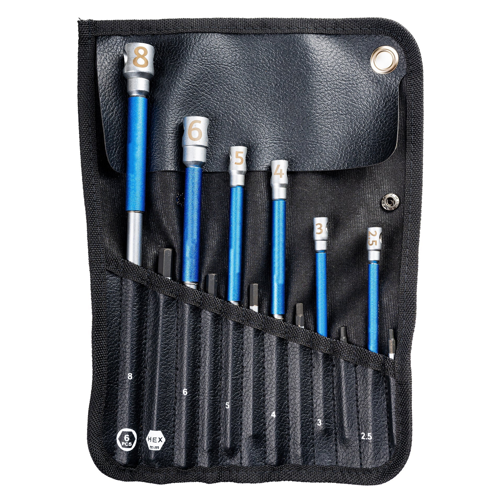 Sliding T-Handle Hex Tool Set – 6 Sizes with Roll-Up Pouch