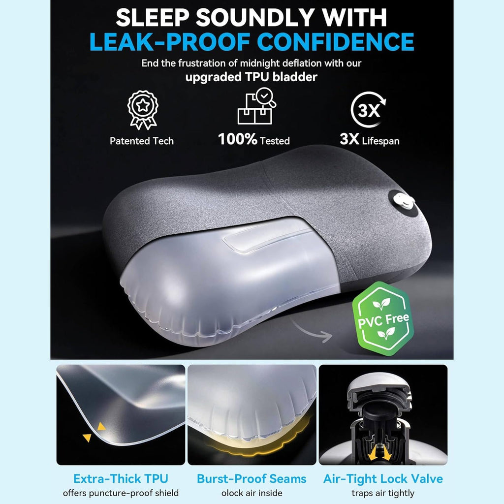 Ultralight Inflatable Pillow with Removable Cover
